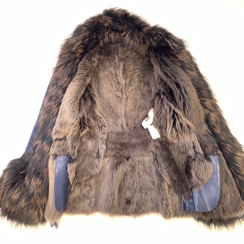 ROBERTO CAVALLI Suede Fox Fur Jacket Sz 40 - Picture 2 of 8
